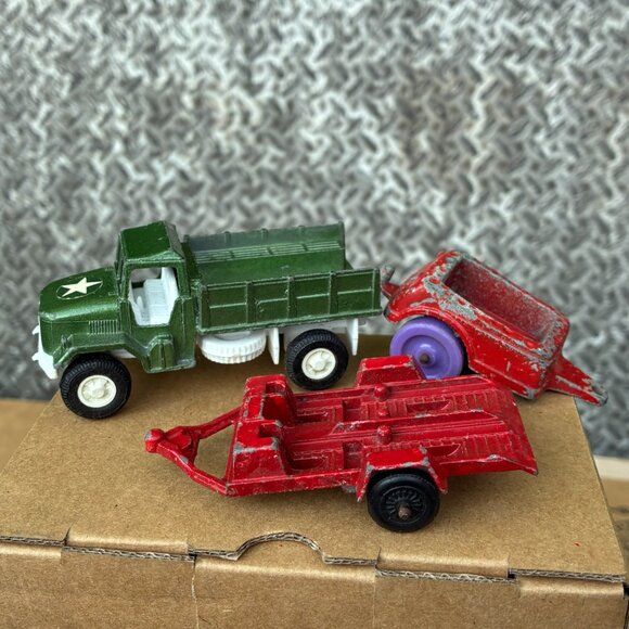 Vintage TOOTSIETOY Tootsie Toy Deuce Half Truck & Trailer Army 1960's 1970's Lot - Picture 6 of 10